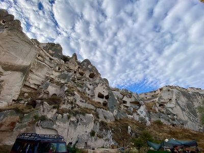 Cave Face and Dwellings against the Cappadocian Sky