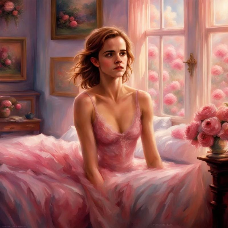 Emma Watson sitting on her bed 1.jpg