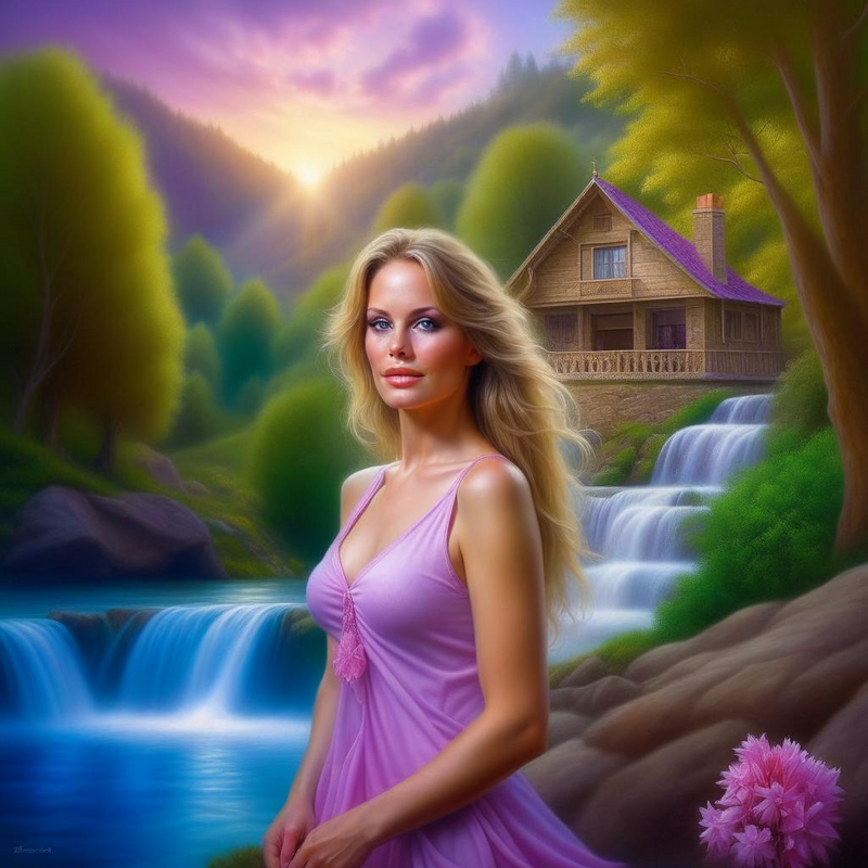 Young Women by a waterfall 5.png