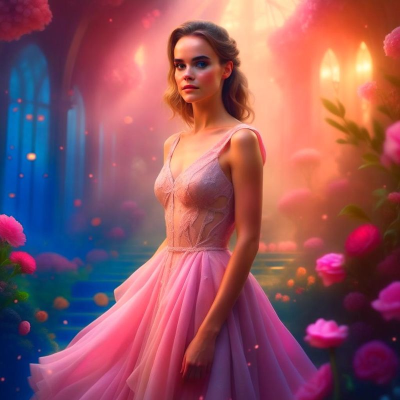 Emma Watson in a Pink dress in a Fantasy World 04.jpg