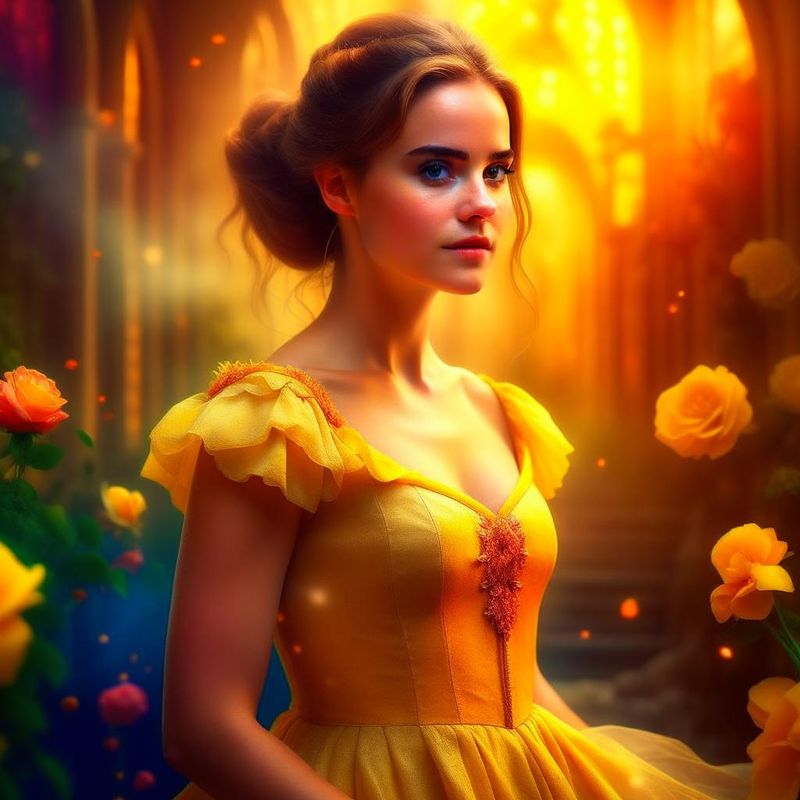 Emma Watson in a Yellow dress in a Fantasy World 14.jpg