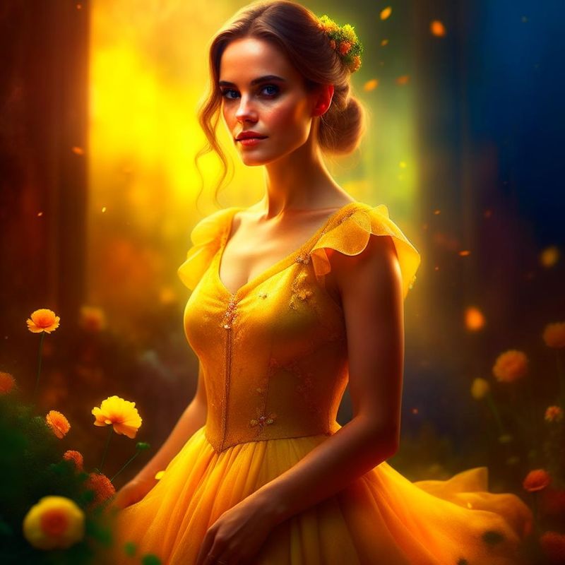 Emma Watson in a Yellow dress in a Fantasy World 12.jpg