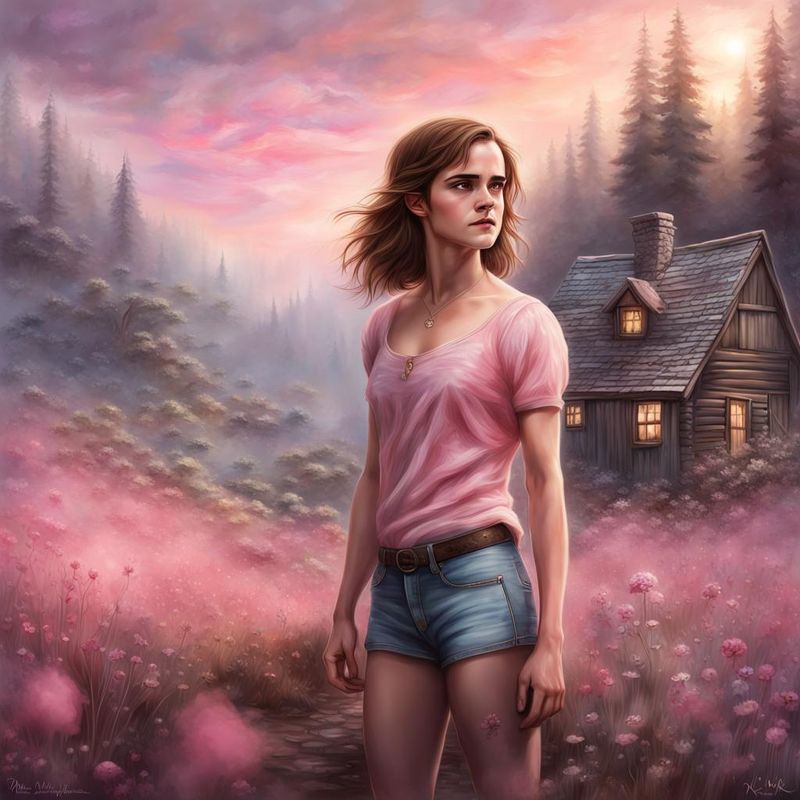 Emma Watson standing in the Heath by an Old Cabin 3.jpg