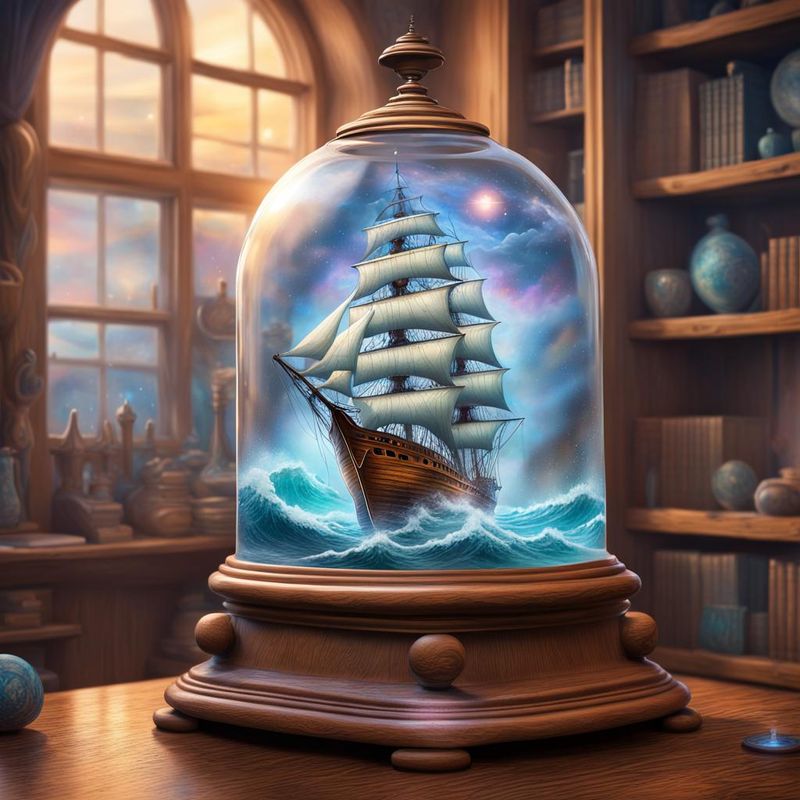 A ship on the rough waves under a bell jar 1.jpg
