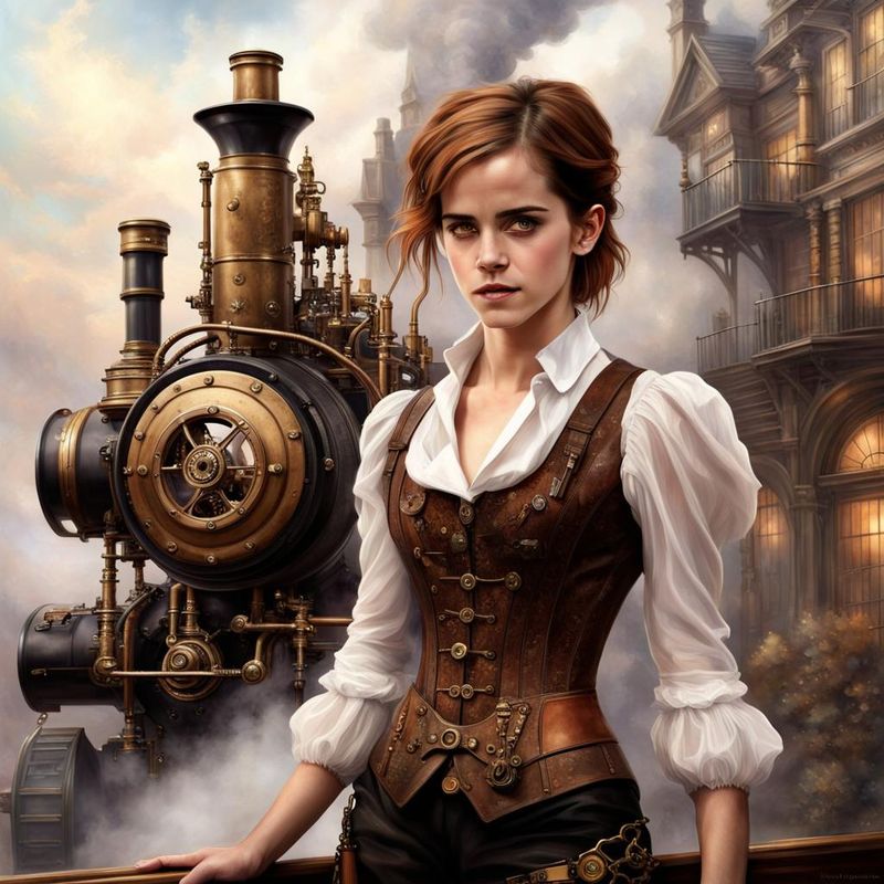 Emma Watson in steampunk clothes in a steampunk world 1.jpg