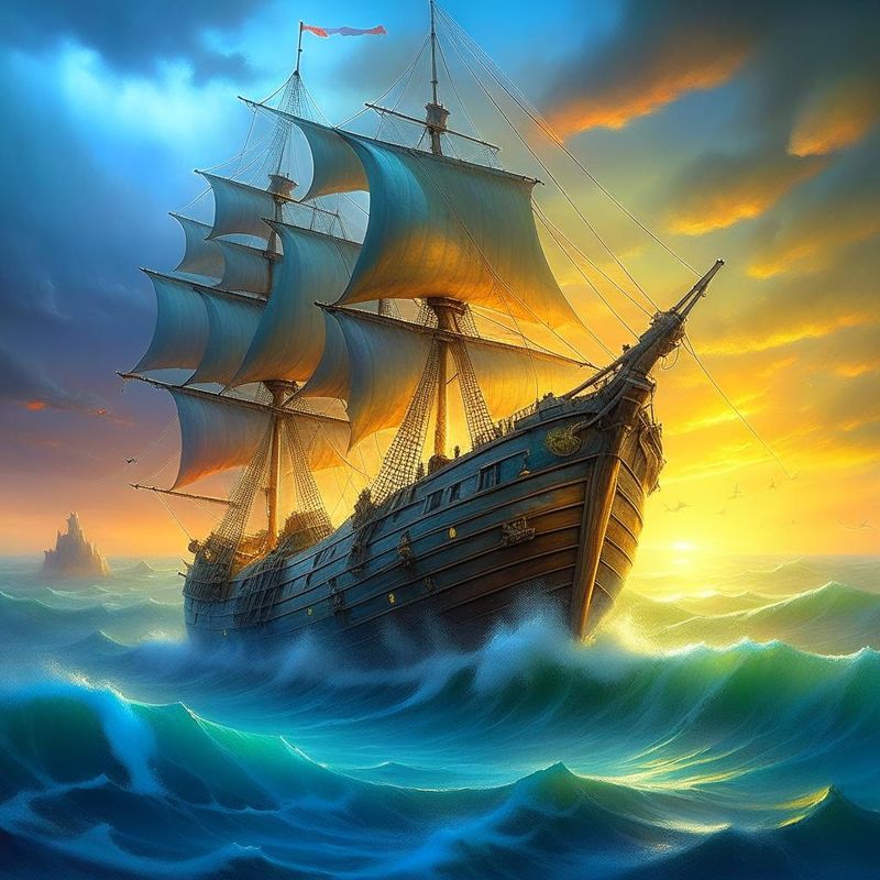 -A ship on the rough waves 1-.jpg