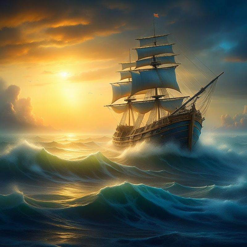 -A ship on the rough waves 2.jpg