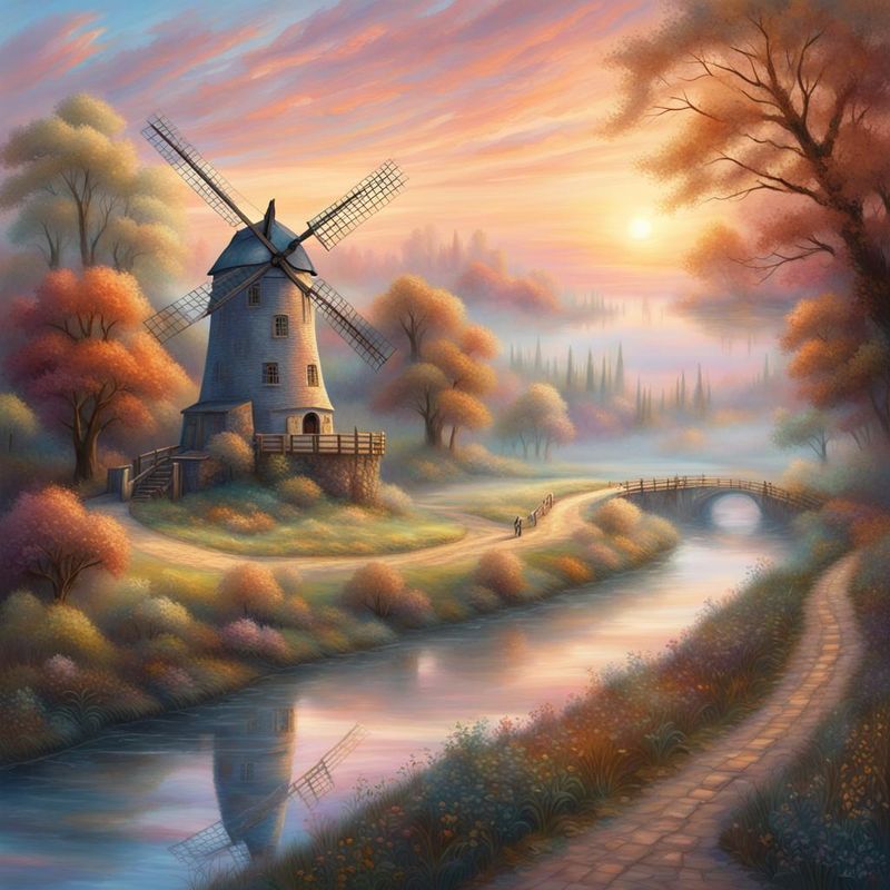 Windmill in a mediaval Landscape on a river 3.jpg