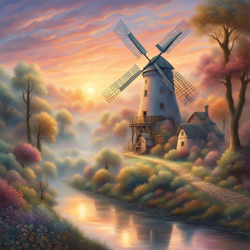 Windmill in a mediaval Landscape on a river 4.jpg