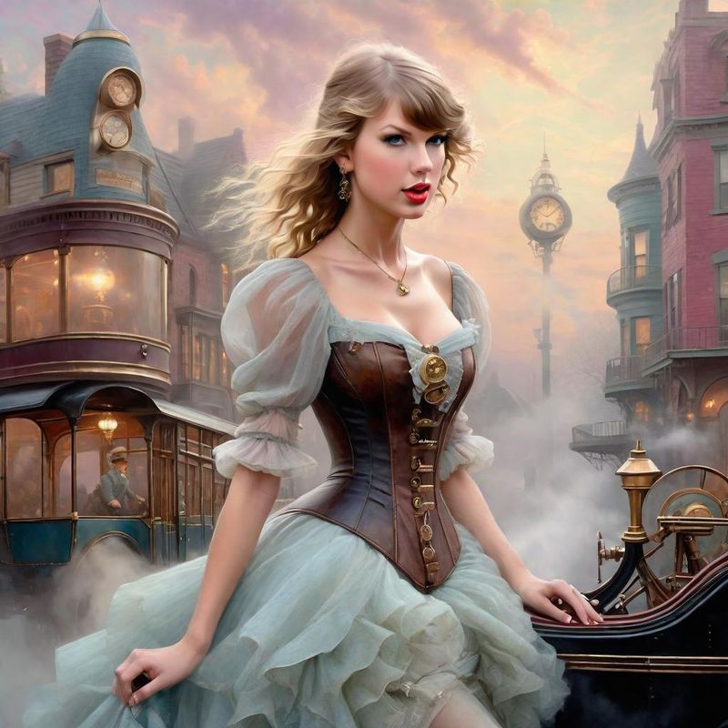 Taylor Swift in Belle Epoque clothes in a Steampunk world 1.jpg