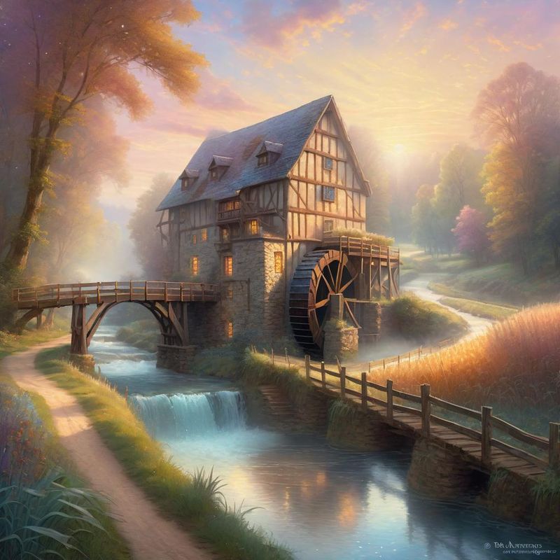 A Old Watermill in a medieval landscape on a river 4.jpg