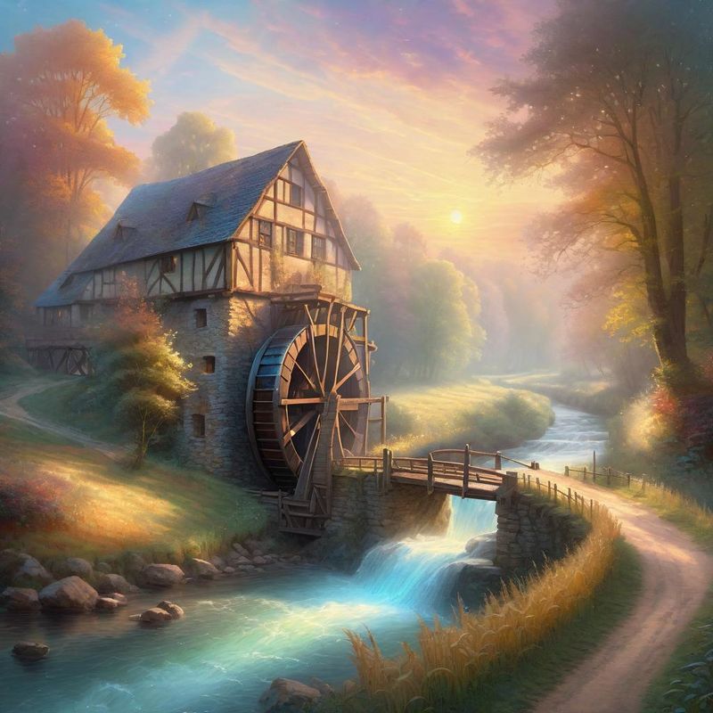 A Old Watermill in a medieval landscape on a river 3.jpg