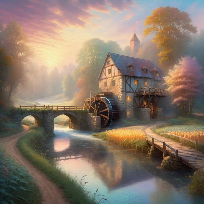 A Old Watermill in a medieval landscape on a river 2.jpg
