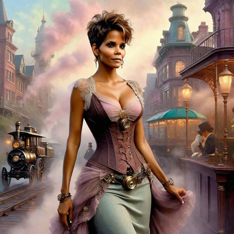 Halle Berry in Belle Epoque clothes in a Steampunk world 4.jpg