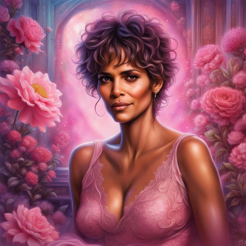 Halle Berry in a Pink sensual Nightgowl in Her bedroom 1.jpg