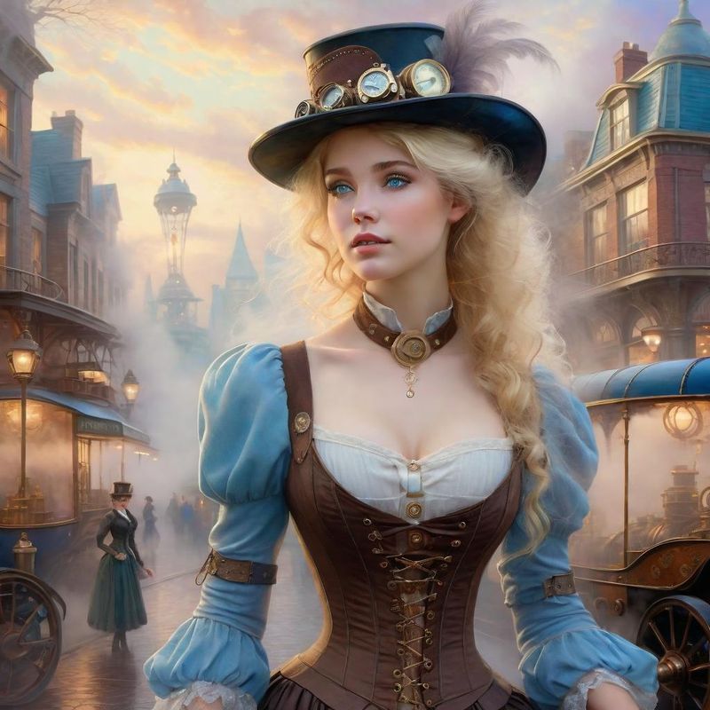 Sensual Young Women in Belle Epoque clothes in a Steampunk world 9.jpg
