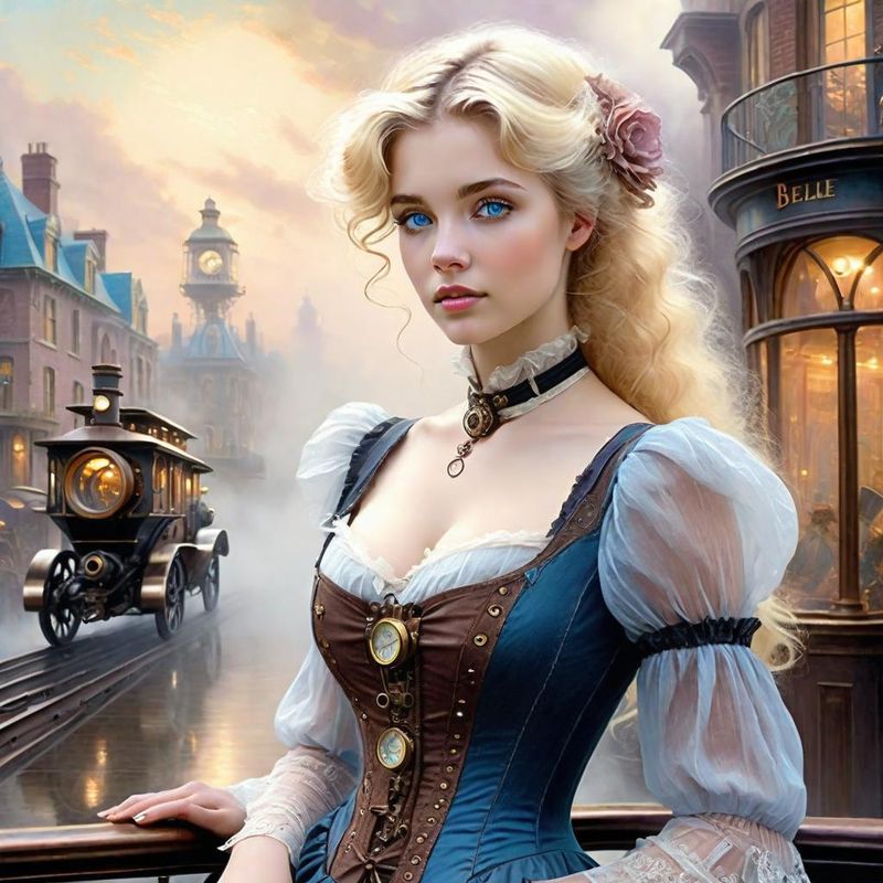 Sensual Young Women in Belle Epoque clothes in a Steampunk world 7.jpg
