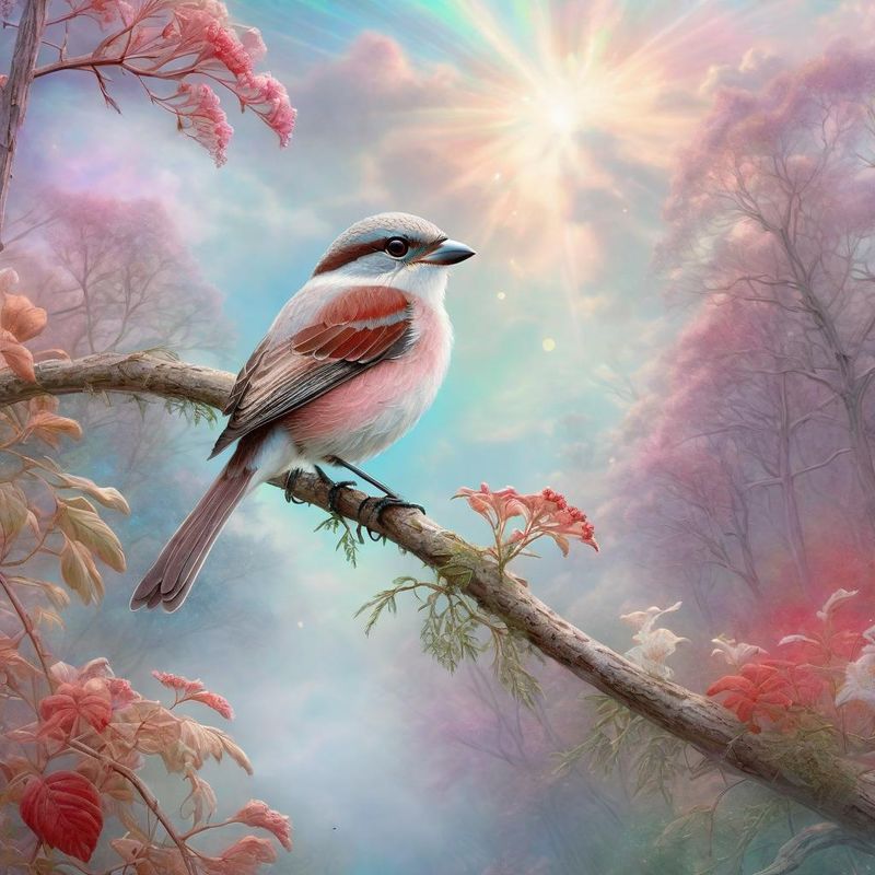 Red-backed shrike on a branch in the woods 5.jpg