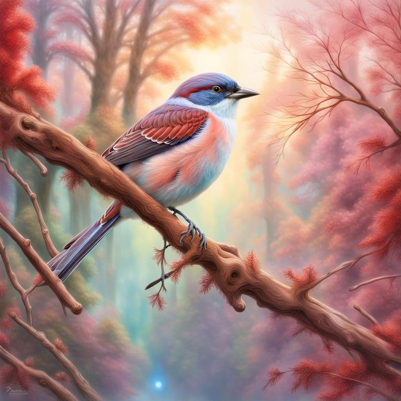 Red-backed shrike on a branch in the woods 3.jpg