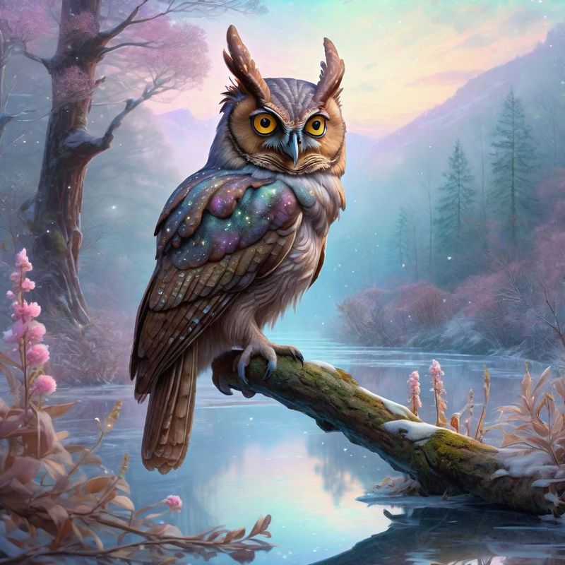 Crested Owl on a Branch in the woods 4.jpg