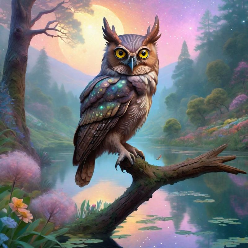 Crested Owl on a Branch in the woods 1.jpg