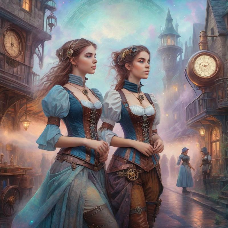 Young Women in medieval Clothes in a Steampunk Fantasy World 5.jpg