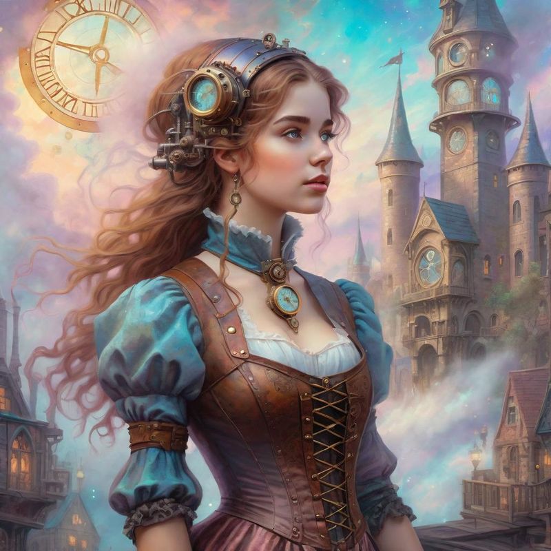 Young Women in medieval Clothes in a Steampunk Fantasy World 3.jpg
