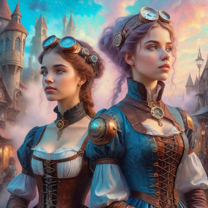 Young Women in medieval Clothes in a Steampunk Fantasy World 2.jpg