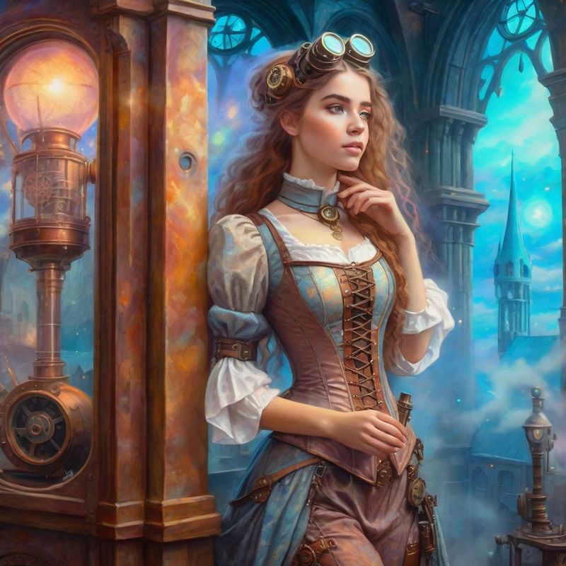 Young Women in medieval Clothes in a Steampunk Fantasy World 9.jpg