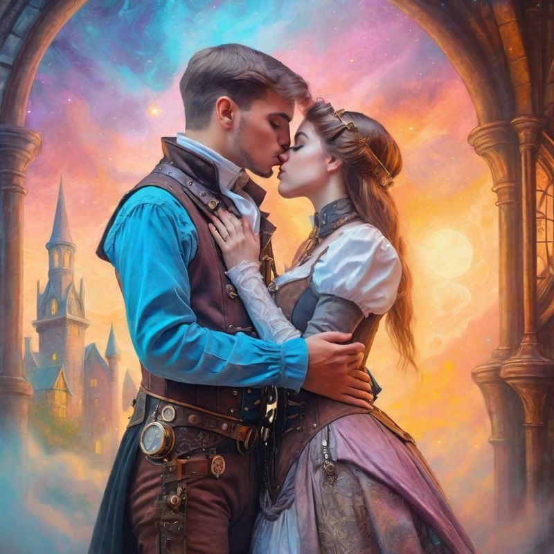 Young Couple standing in medieval Clothes in a Steampunk Fantasy World 5.jpg