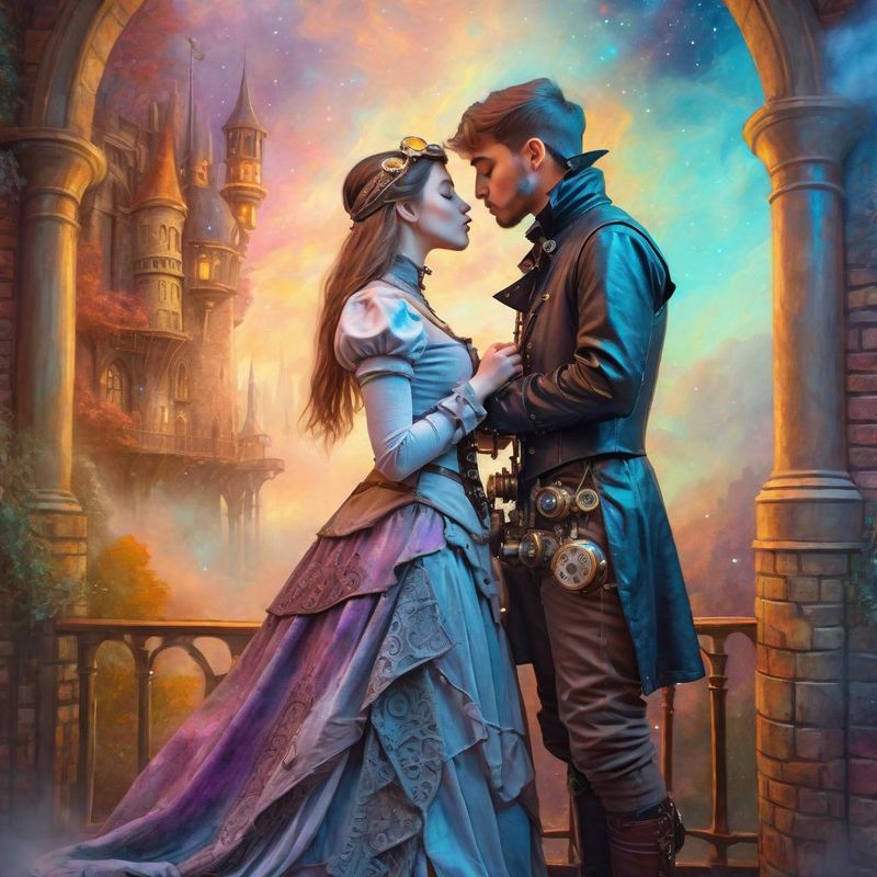 Young Couple standing in medieval Clothes in a Steampunk Fantasy World 2.jpg