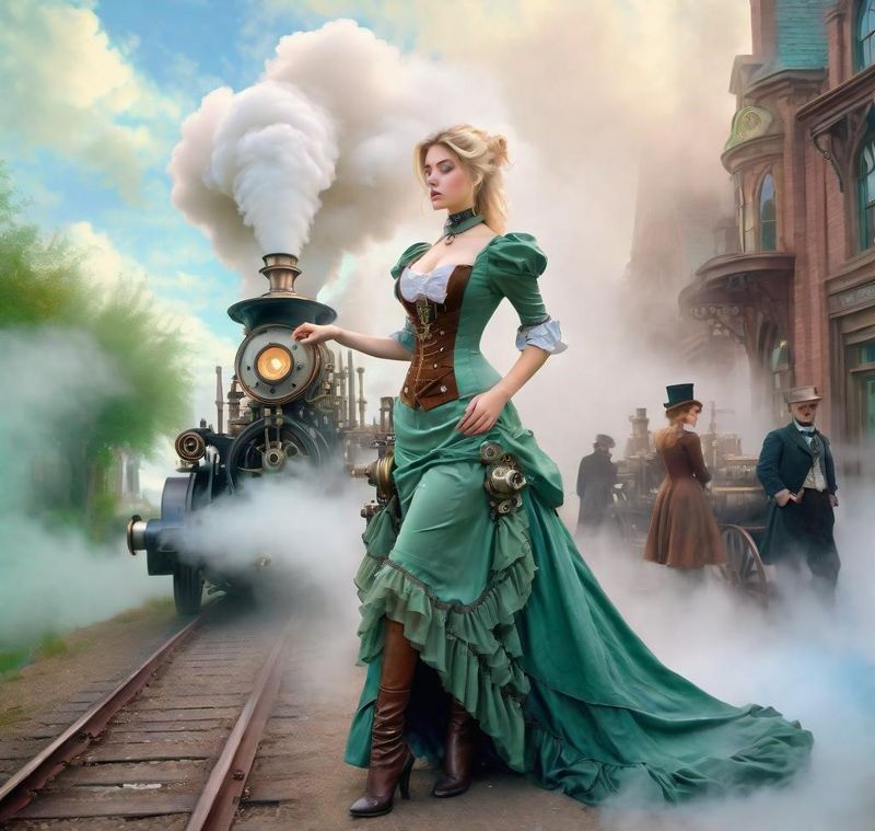 Sensual Young Women in Belle Epoque clothes in a Steampunk world 10.jpg