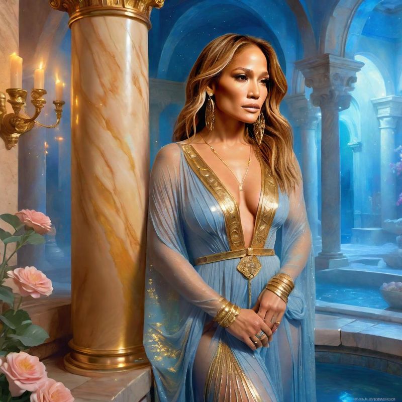 Jennifer Lopez in tunic in a Roman Bathhouse 4.jpg