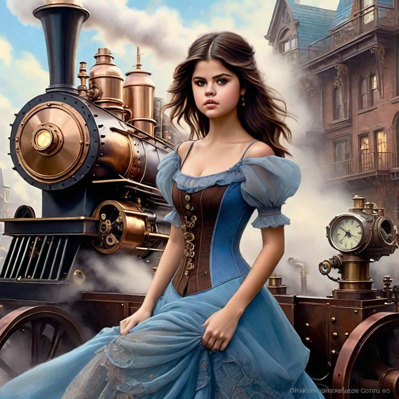 Selena Gomez in Belle Epoque clothes in a Steampunk world 3.jpg
