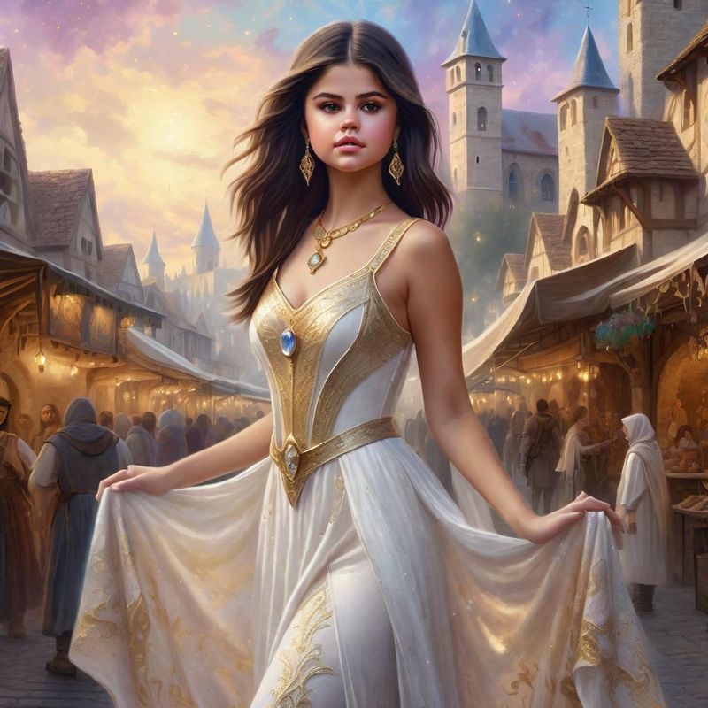 Selena Gomez standing in medieval Clothes on an medieval Marketplace in a Fantasy World 2.jpg