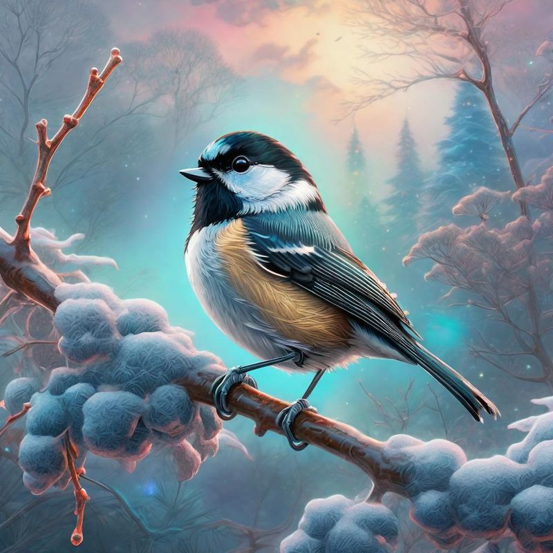 Coal Tit on a branch in a bush - Winter 1.jpg