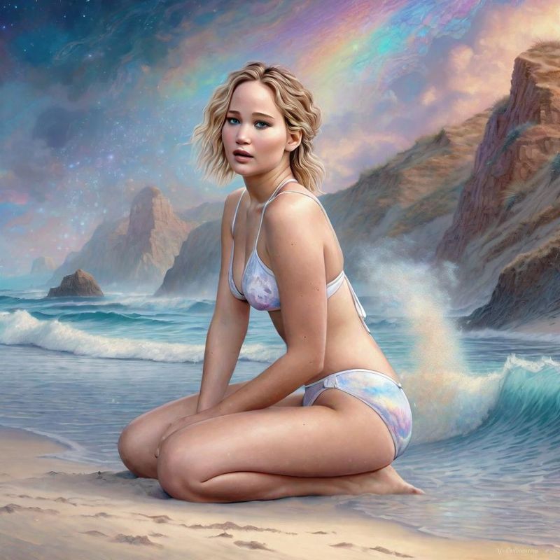 Jennifer Lawrence on the beach in a white bikini 4.jpg