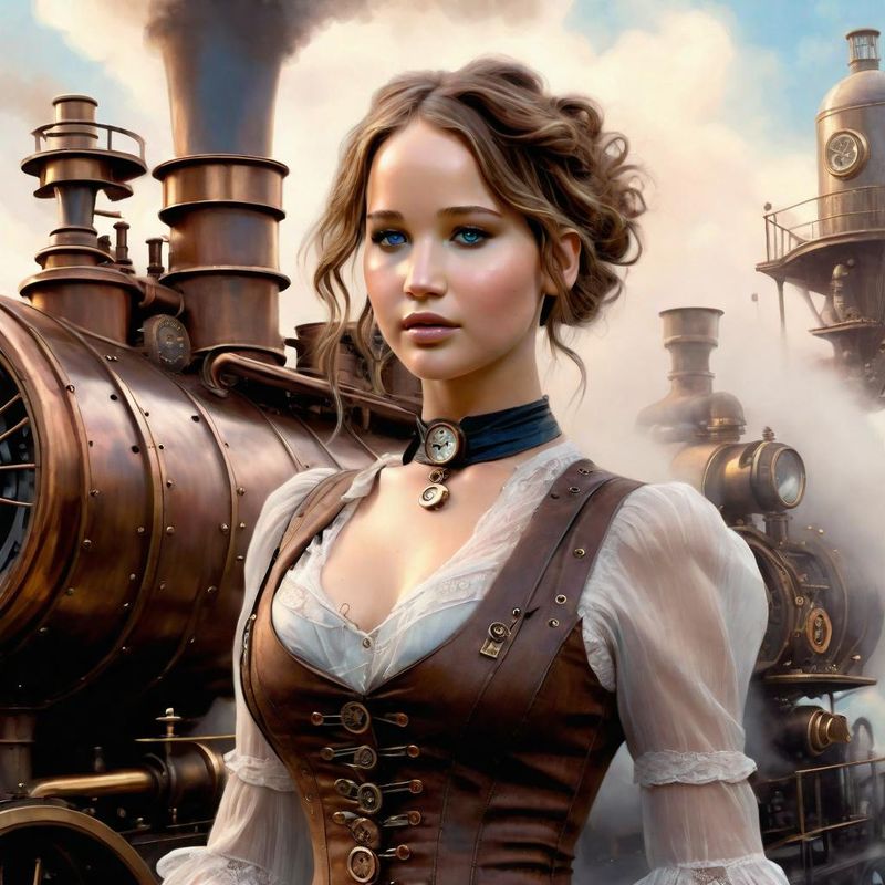 Jennifer Lawrence in Steampunk clothes in a Steampunk world 3.jpg