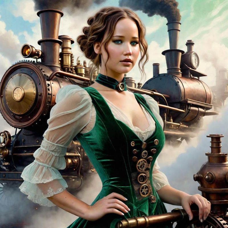 Jennifer Lawrence in Steampunk clothes in a Steampunk world 1.jpg