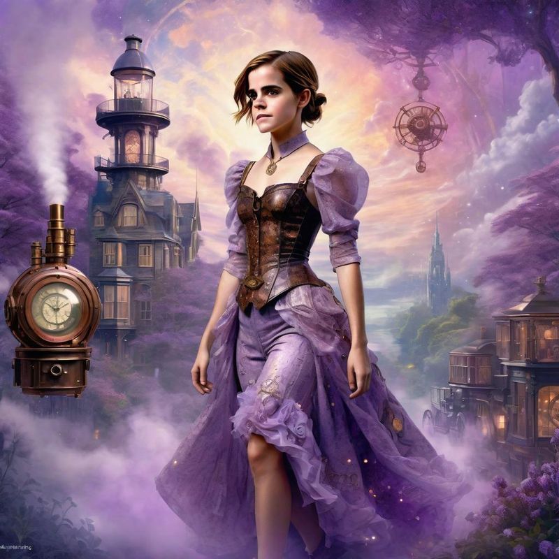 Emma Watson in a Victoriaanse steampunk clothes in a steampunk fantasy world 10.jpg