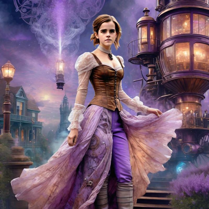Emma Watson in a Victoriaanse steampunk clothes in a steampunk fantasy world 8.jpg