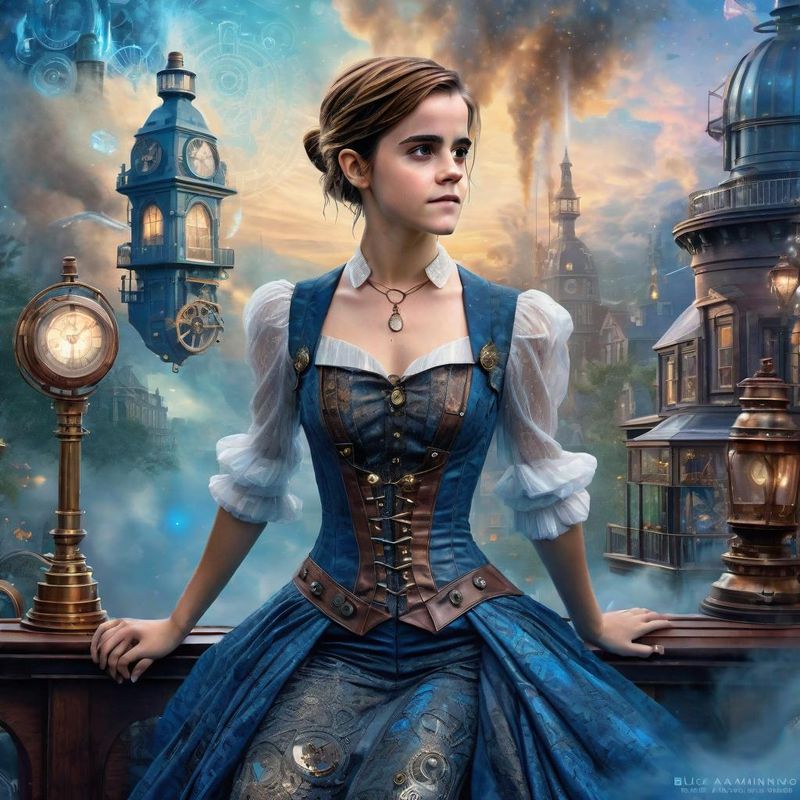 Emma Watson in a Victoriaanse steampunk clothes in a steampunk fantasy world 6.jpg