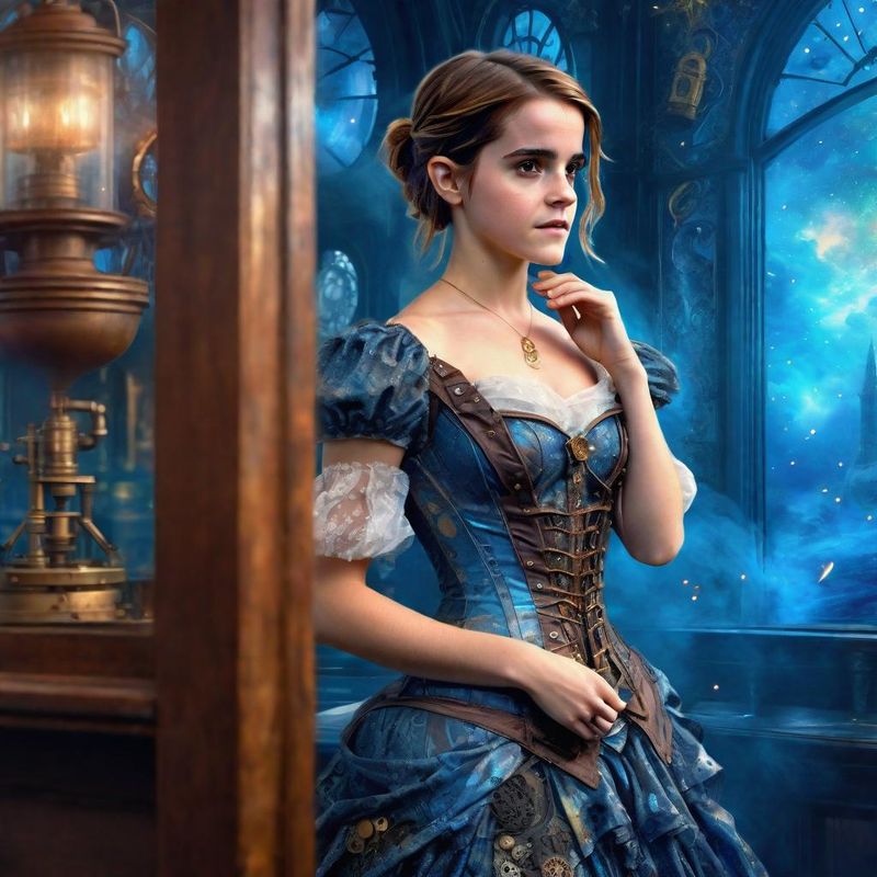 Emma Watson in a Victoriaanse steampunk clothes in a steampunk fantasy world 5.jpg