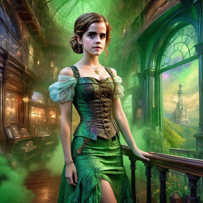 Emma Watson in a Victoriaanse steampunk clothes in a steampunk fantasy world 4.jpg