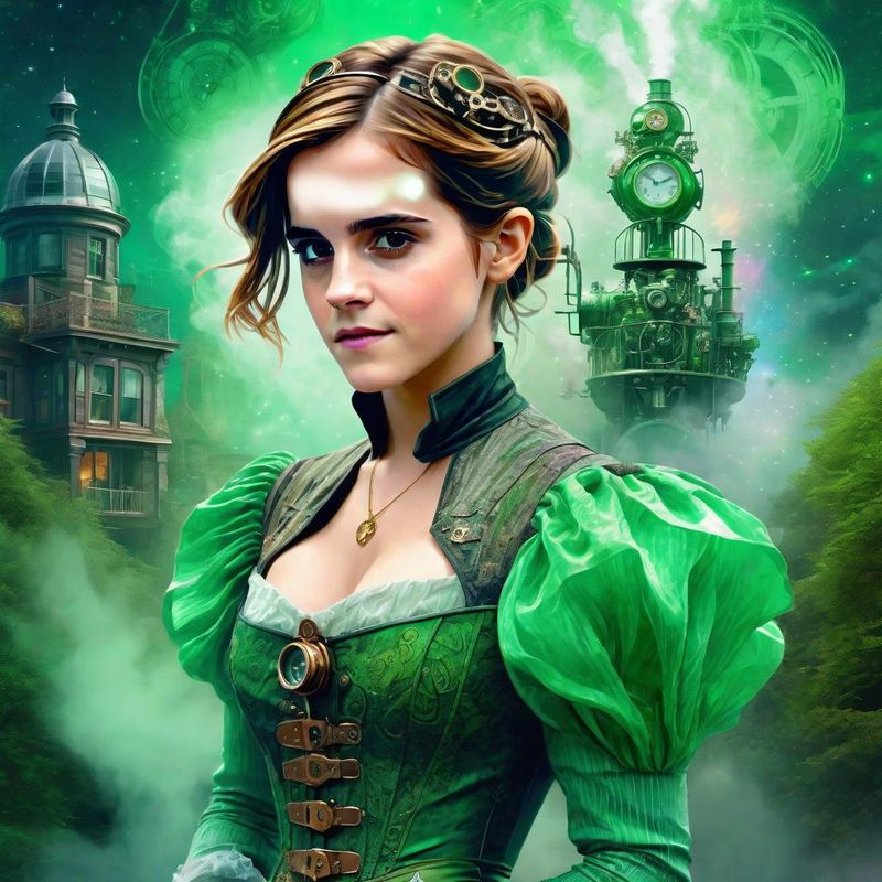 Emma Watson in a Victoriaanse steampunk clothes in a steampunk fantasy world 3.jpg