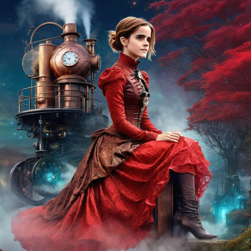 Emma Watson in a Victoriaanse steampunk clothes in a steampunk fantasy world 1.jpg