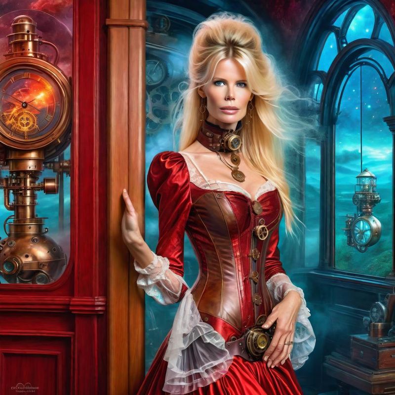 Claudia Schiffer in a Victoriaanse steampunk clothes in a steampunk fantasy world 5.jpg