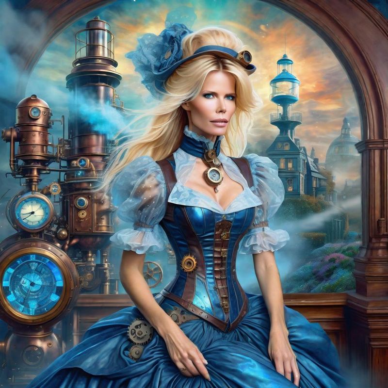 Claudia Schiffer in a Victoriaanse steampunk clothes in a steampunk fantasy world 3.jpg
