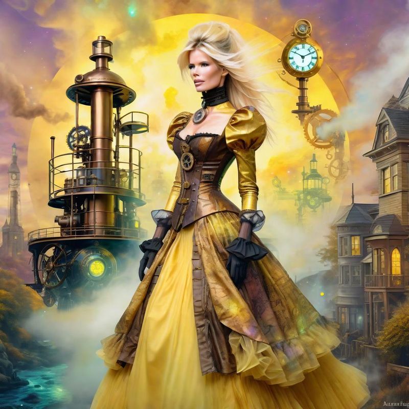 Claudia Schiffer in a Victoriaanse steampunk clothes in a steampunk fantasy world 2.jpg
