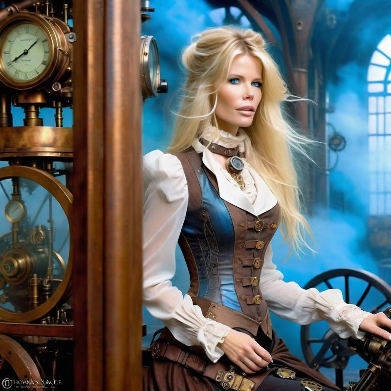 Claudia Schiffer in Steampunk clothes in a Steampunk world 10.jpg